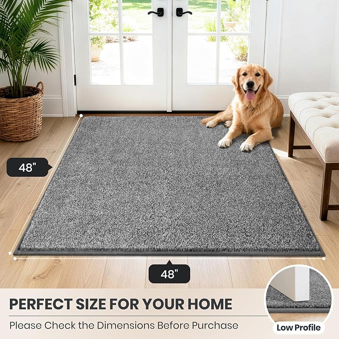 PURRUGS Dirt Trapping Door Mat 48" x 48", Non-Slip Machine Washable Entryway Rug