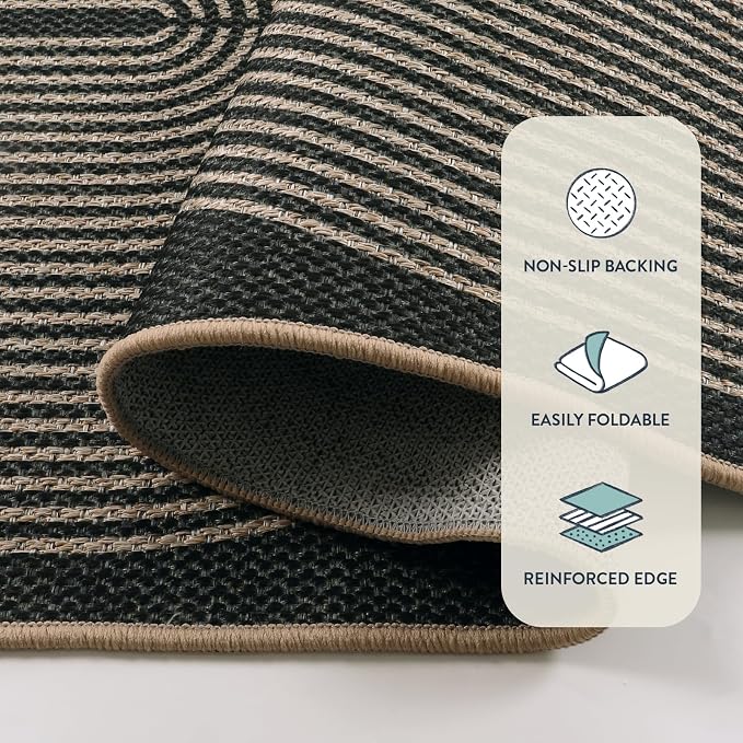 Lahome Enfys Rainbow Easy Jute Outdoor Carpet, Washable Rugs 9x12