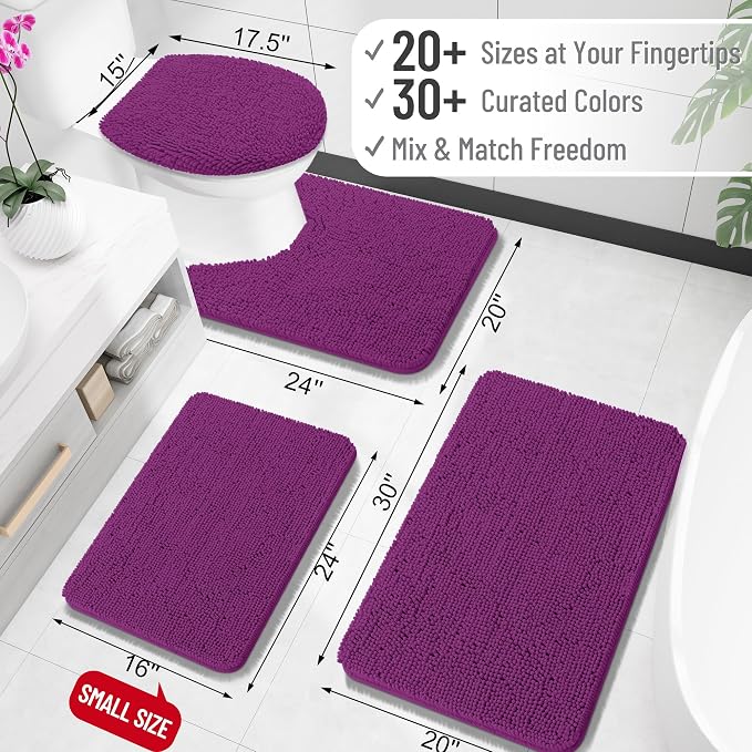 OLANLY Large Bathroom Rugs 40x24, Extra Soft Absorbent Chenille Bath Rugs