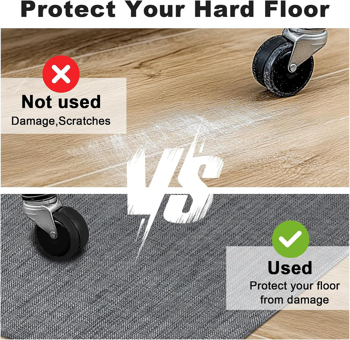 AiBOB Office Chair Mat for Hardwood Floor & Tile Floor, 36" x 48"Heavy Duty Computer&Desk Chair Mat for Rolling Chairs, Hard Floor Protector for Home Office