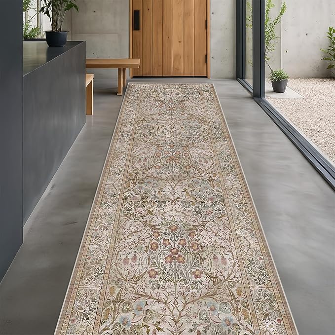 Hazo Haus Non Slip 2x10 Moss Green Hallway Runner - 10ft Long Runner Rugs