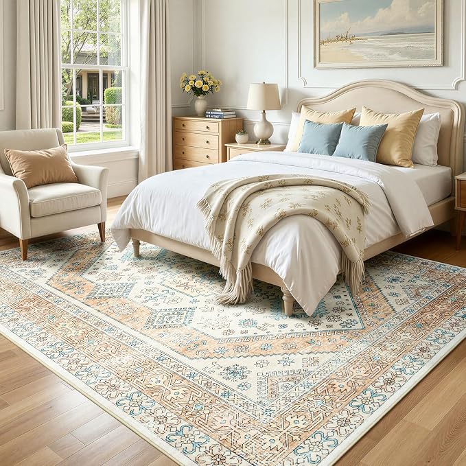 Lofus Vintage Living Room Rugs 8x10, Soft Machine Washable Area Rug