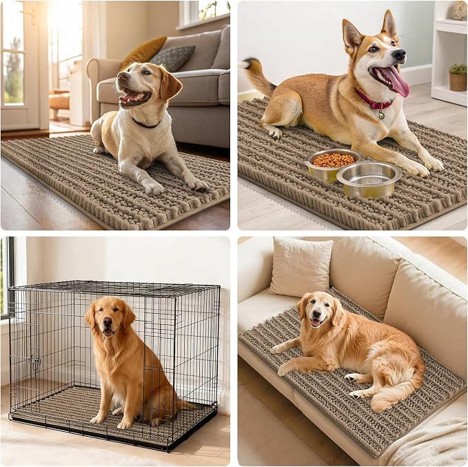 Smiry Dog Door Mat for Muddy Paws 30x20, Absorbent Dirt Trapper, Non-Slip