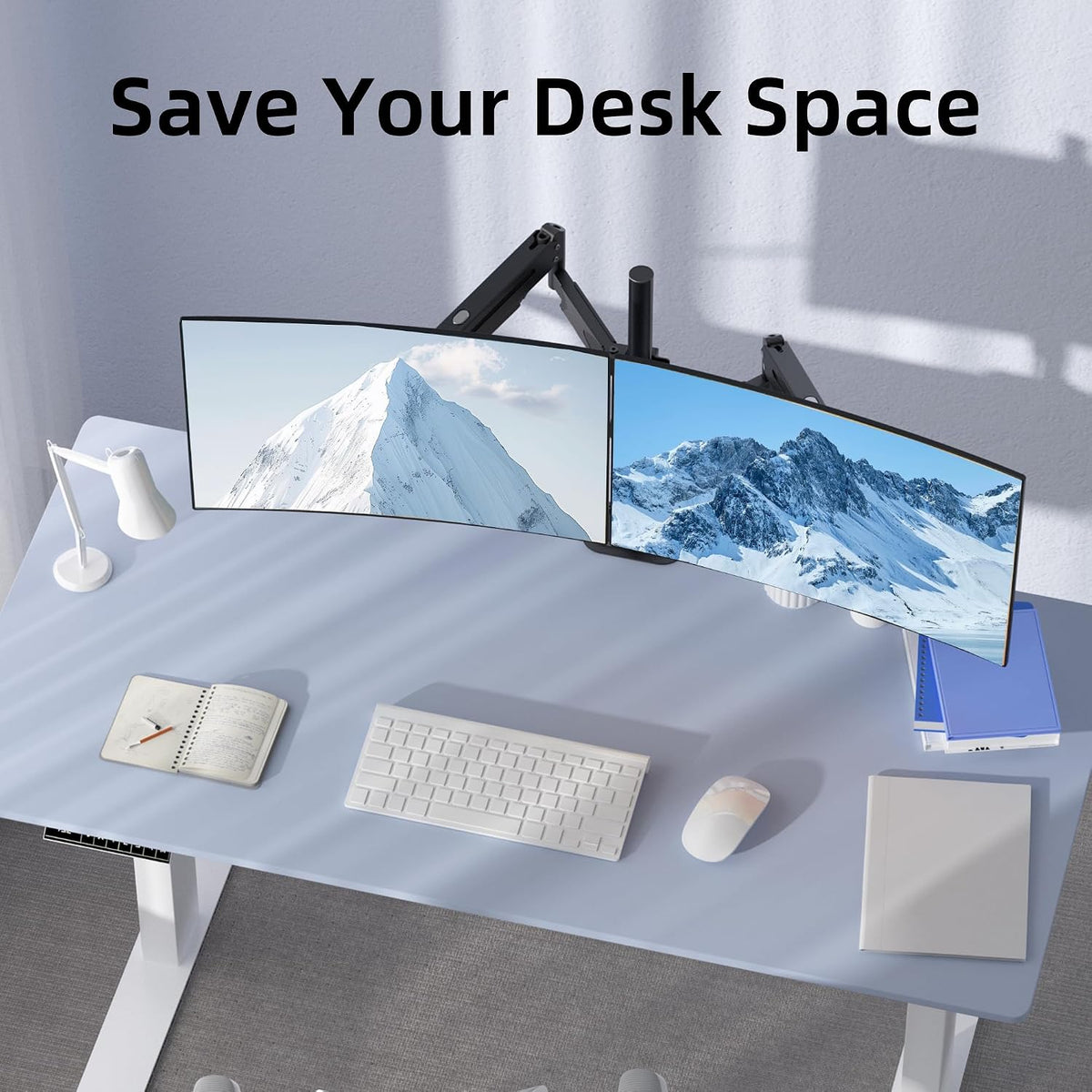 Suptek Dual Monitor Mount Stand-Height Adjustable Gas Spring Monitor Arm