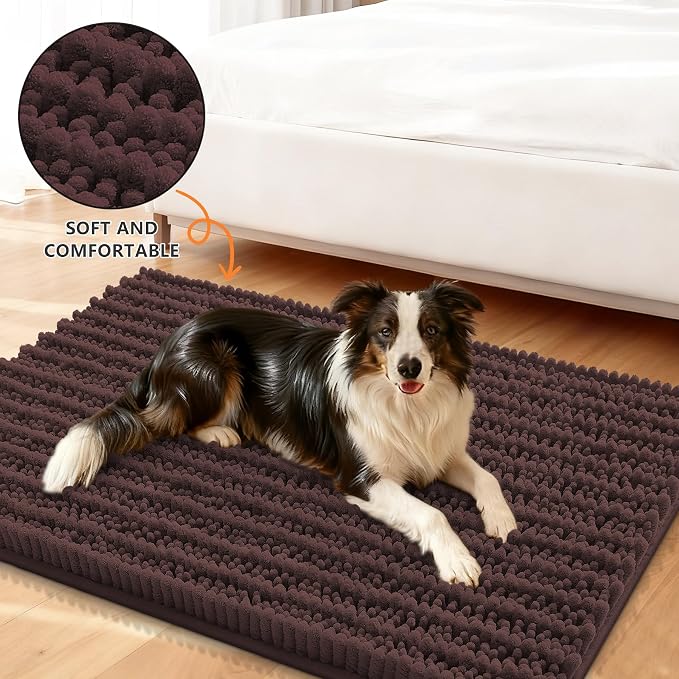 Smiry Dog Door Mat for Muddy Paws 59x24, Absorbent Dirt Trapper, Non-Slip
