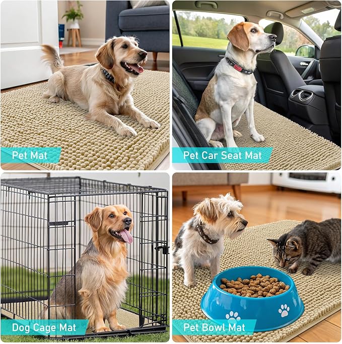 OLANLY Dog Door Mat for Muddy Paws 59x35, Absorbs Moisture and Dirt, Absorbent