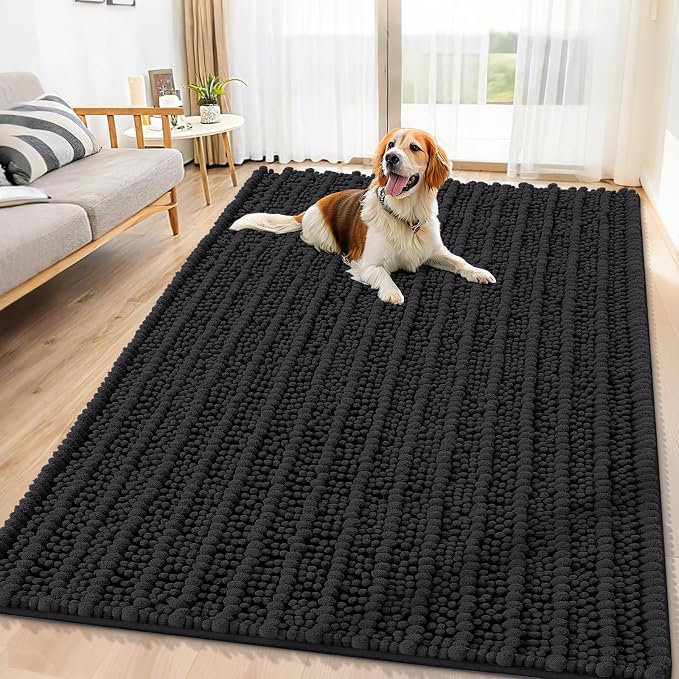 Smiry Dog Door Mat for Muddy Paws 71x46, Absorbent Dirt Trapper, Non-Slip