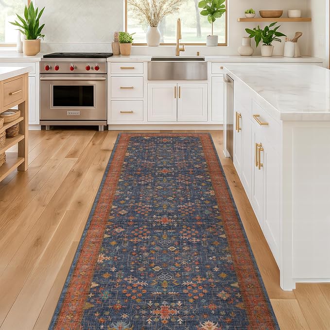 Hazo Haus Navy Blue Runner Rug 2x5
