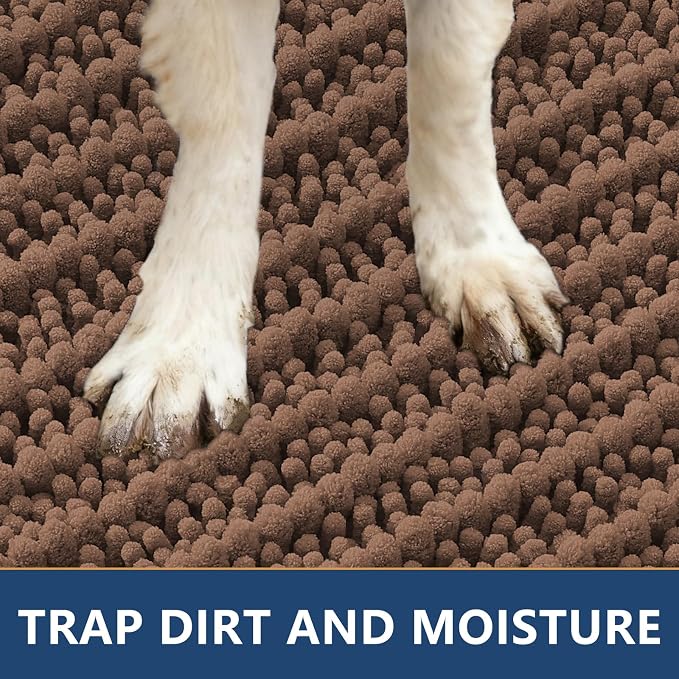Smiry Dog Door Mat for Muddy Paws 24x16, Absorbent Dirt Trapper, Non-Slip