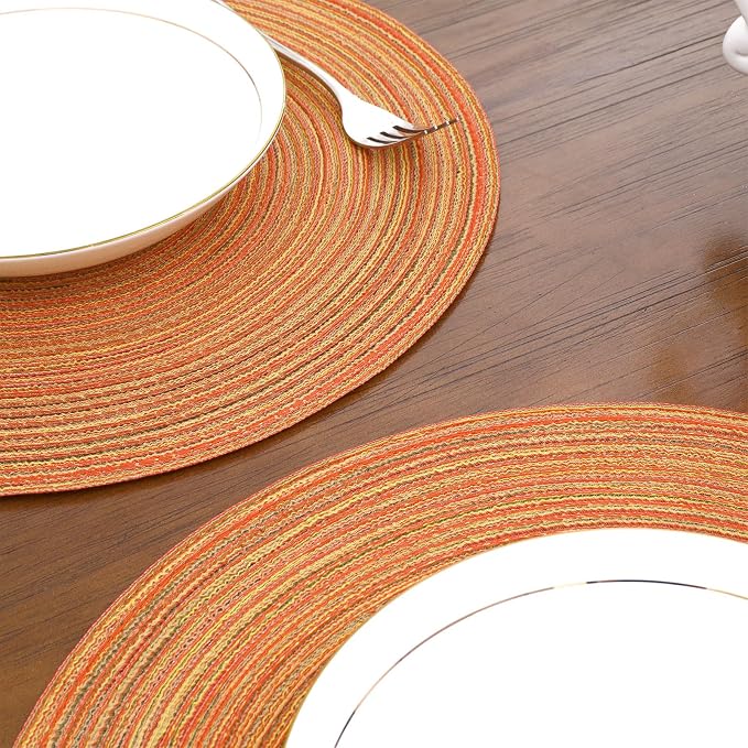 SHACOS Round Placemats Set of 4 Woven Braided Place Mats Table Placemats 15