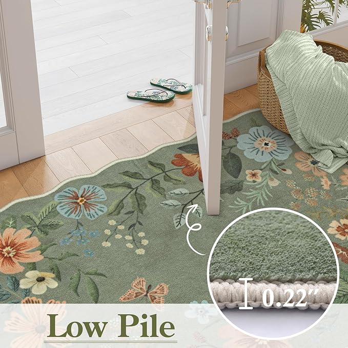 Lahome Floral 9x12 Area Rugs for Living Room Bedroom, Soft Washable Rugs 9x12