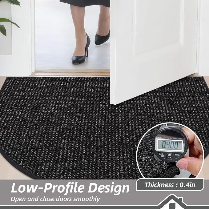 BEQHAUSE Dirt Trapper Door Mat 26" x 40" Half Circle Non-Slip Washable Doormats