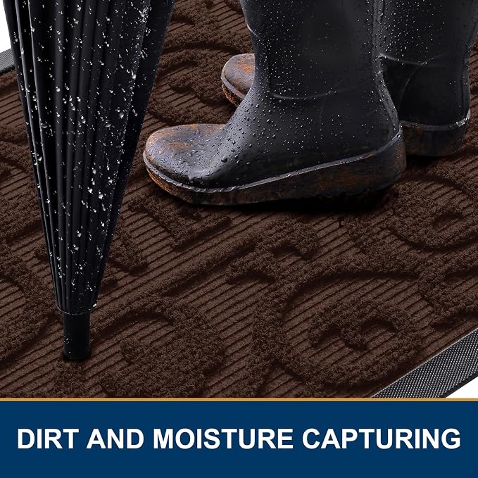 Smiry Welcome Door Mat Outside Entrance, Heavy Duty Trap Dirt and Moisture Easy