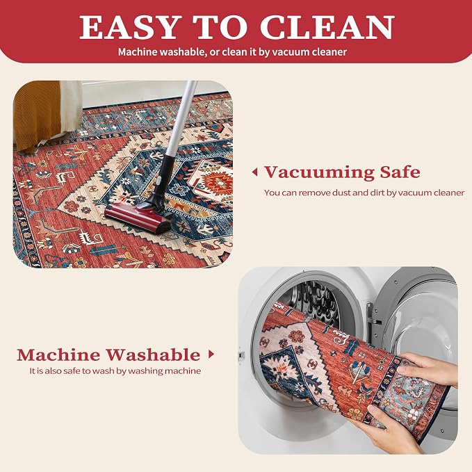 SERISSA 10x14 Area Rugs for Living Room, Large Washable Non-Slip Boho Rug