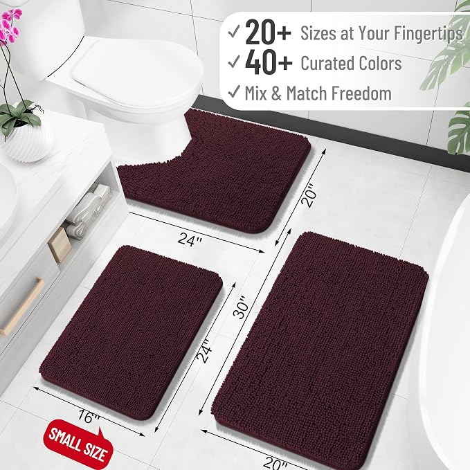 OLANLY Large Bathroom Rugs 50x30, Extra Soft Absorbent Chenille Bath Rugs