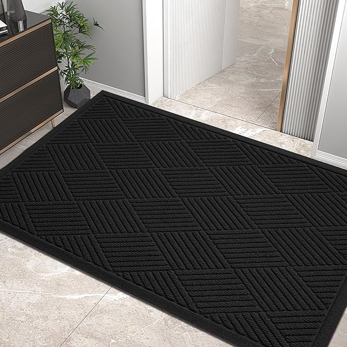 HIYARD Sturdy Front Door Mat, Absorbent Muddy Dirt Resist Welcome Door Mats