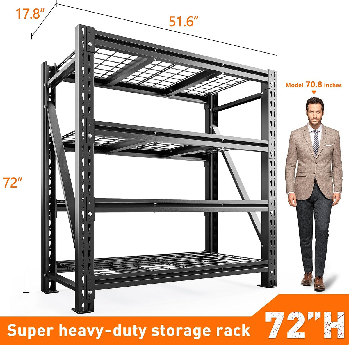 Romorgniz 3040LBS Garage Shelving for Warehouse, 51.6" W Storage Shelves