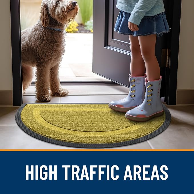OLANLY Half Circle Door Mat Indoor Outdoor Entrance Welcome, Waterproof