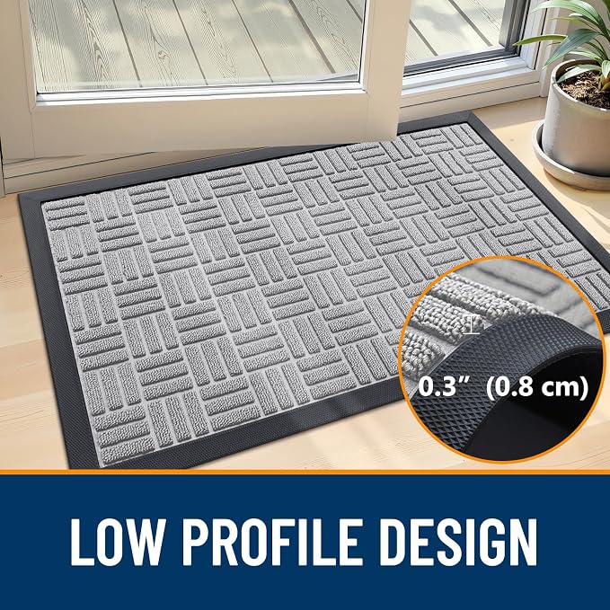 OLANLY Front Door Mat Outside Entrance 29.5x17, Heavy Duty Sturdy Natural