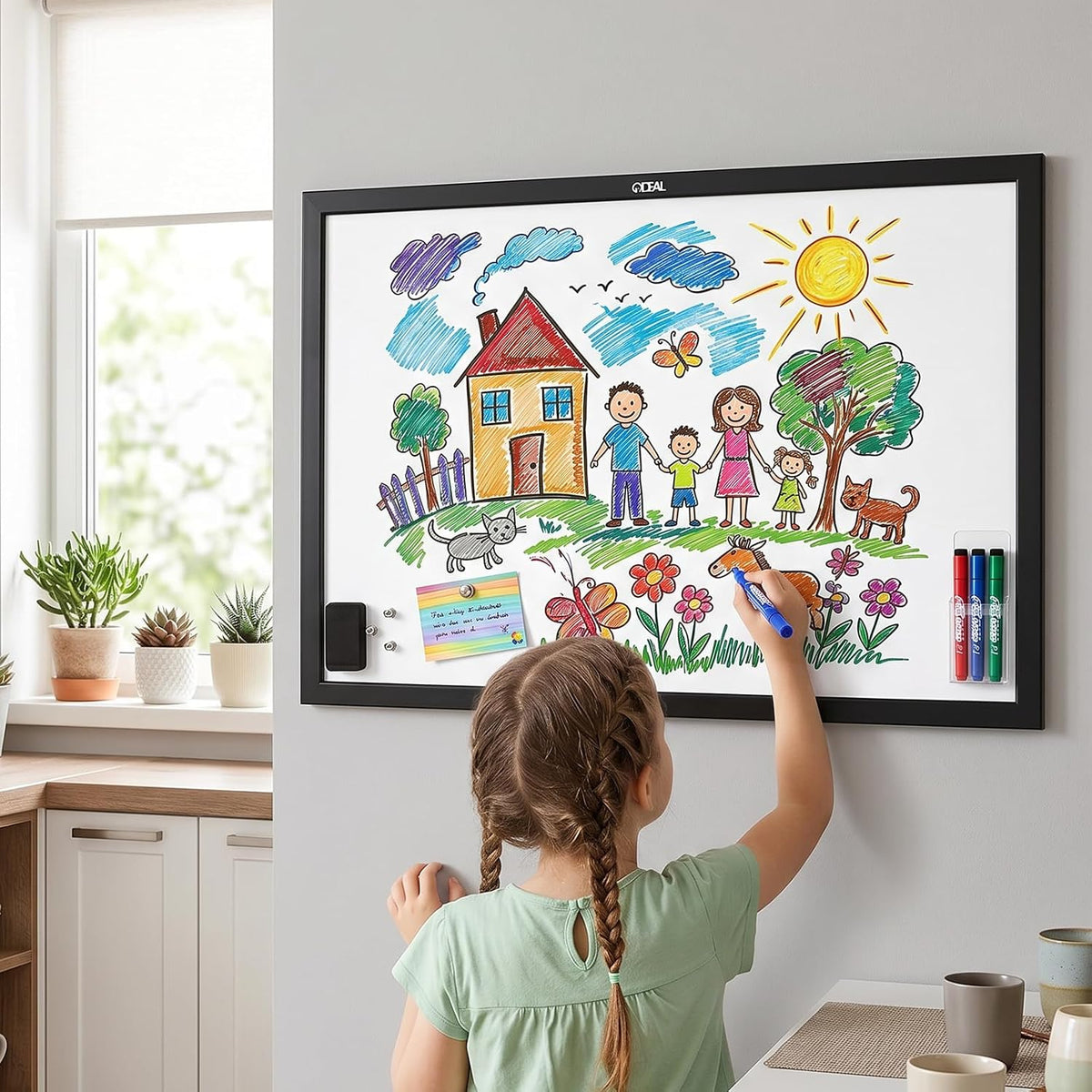 Gideal Magnetic Dry Erase Board with Pine Wood Frame, 24" x 18" Whiteboard
