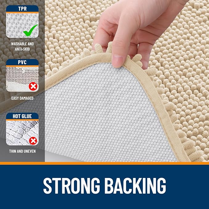 OLANLY Small Bathroom Rugs 24x16, Extra Soft Absorbent Chenille Bath Rugs