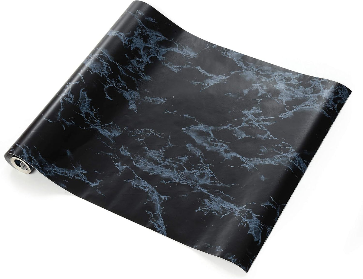 Con-Tact Brand Creative Covering, Self-Adhesive Shelf Liner, Multi-Purpose Vinyl Roll, Easy to Use and Apply, 18'' x 16', Black Marble