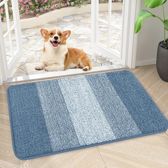 Kitinjoy Indoor Outdoor Door Mat, 30x17 Non-Slip Absorbent Dirt Trapper