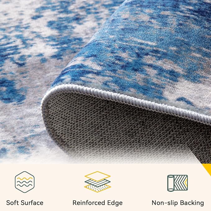 RELEANY Washable Area Rugs 4ft Non-Slip Modern Abstract Soft