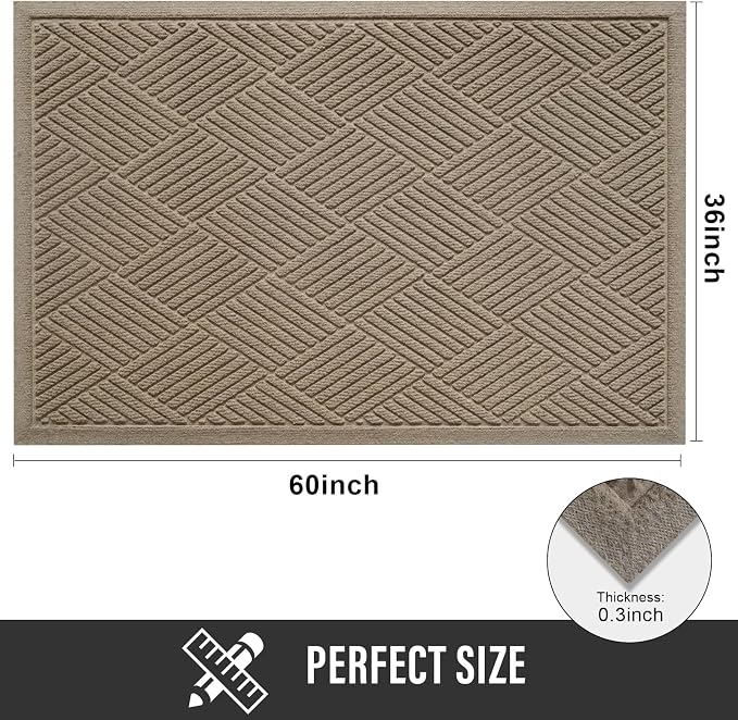 HIYARD Sturdy Front Door Mat, Absorbent Muddy Dirt Resist Welcome Door Mats