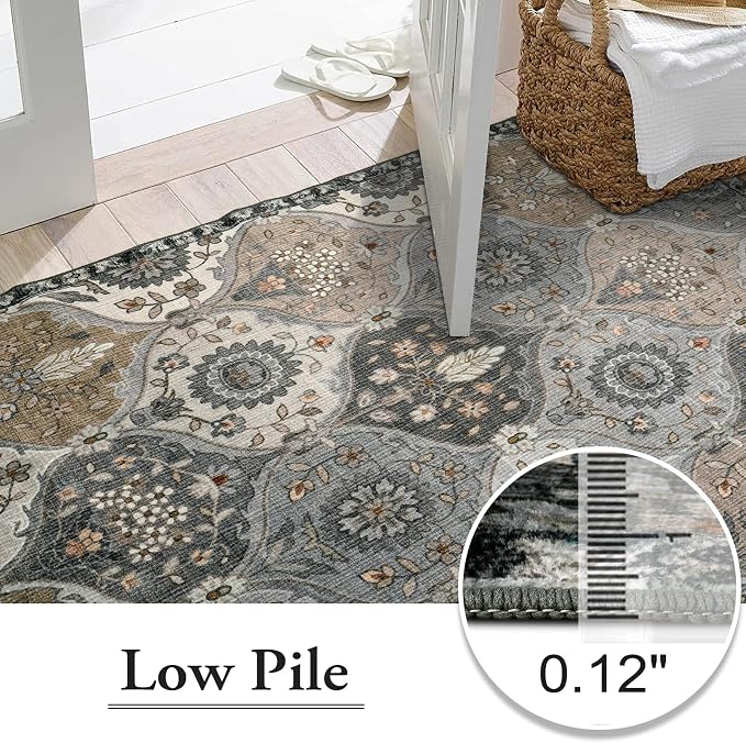Lahome Moroccan Washable Area Rug 6x9, Ultra-Thin Large Living Room Rugs