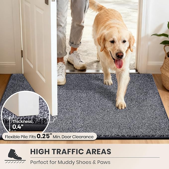 PURRUGS Dirt Trapping Door Mat 20" x 31.5", Non-Slip Machine Washable Entryway