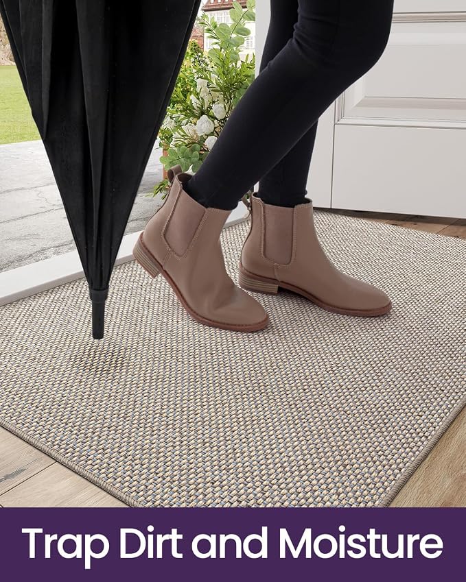 DEXI Ultra Thin Door Mat Indoor Entrance 32x48, Non Slip Rubber Backed Entryway