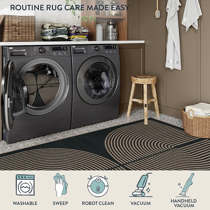 Lahome Modern Rainbow Easy Jute 4x6 Rug, Outdoor Patio Rug