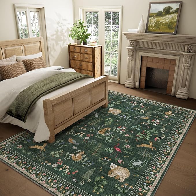 Machine Washable Rugs for Living Room: 5x7 Area Rugs for Bedroom Vintage Rugs