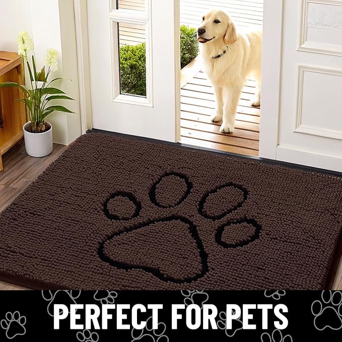 Smiry Dog Door Mat for Muddy Paws, Absorbent Dirt Trapper Non Slip Quick Dry