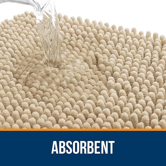 OLANLY Small Bathroom Rugs 24x16, Extra Soft Absorbent Chenille Bath Rugs
