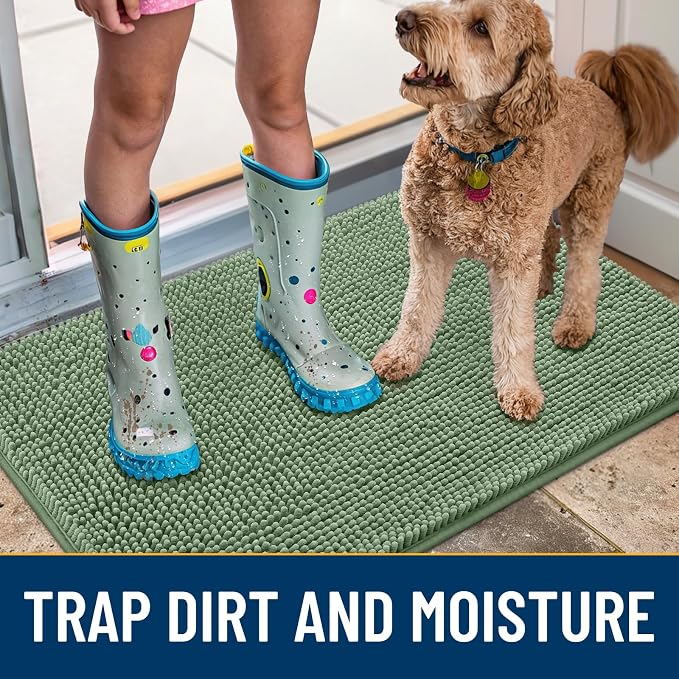 Smiry Dog Door Mat for Muddy Paws 48x30, Absorbent Dirt Trapper, Non-Slip
