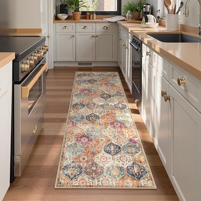 Lahome Moroccan Hallway Runner Rug, Oriental Laundry Room Rug Non-Slip Carpet