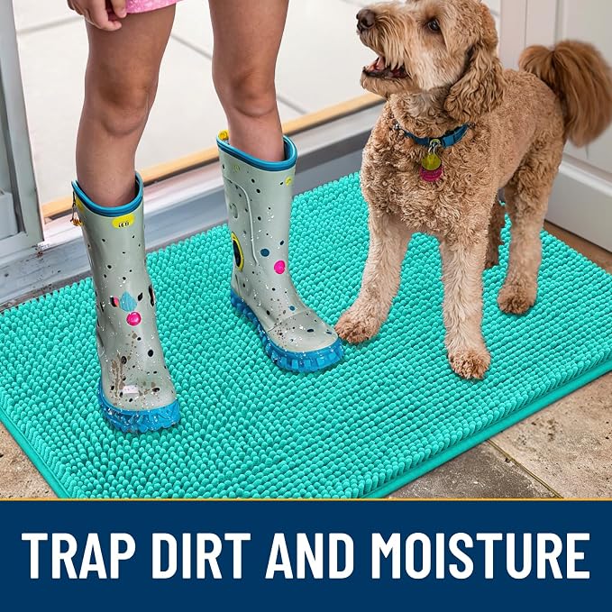 Smiry Dog Door Mat for Muddy Paws 36x24, Absorbent Dirt Trapper, Non-Slip