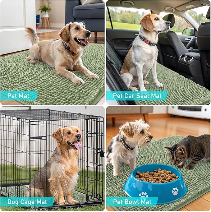 OLANLY Dog Door Mat for Muddy Paws 54x24, Absorbs Moisture and Dirt, Absorbent