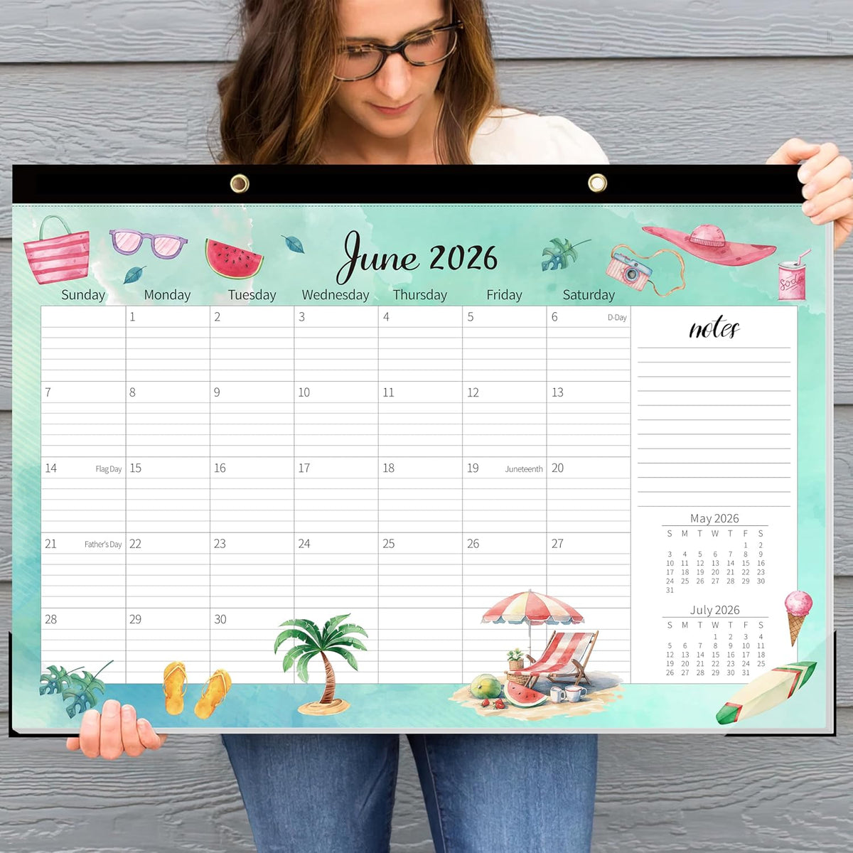 GuassLee Large Desk Calendar 2026-2027, 19 Months, 20" x 30"