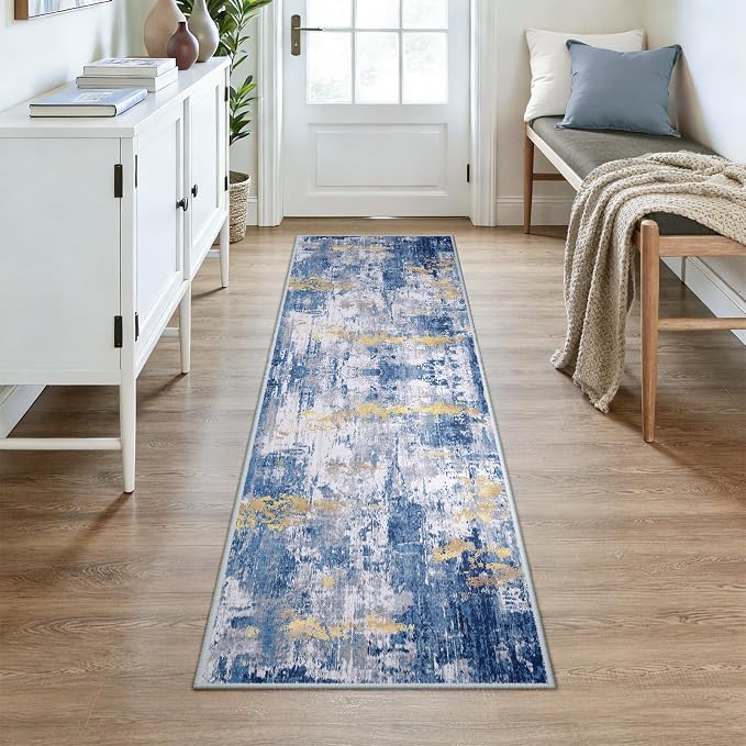 RELEANY Washable Area Rugs 2x7 Non-Slip Modern Abstract Soft