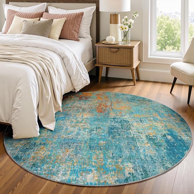 RELEANY Washable Area Rugs 6ft Non-Slip Modern Abstract Soft