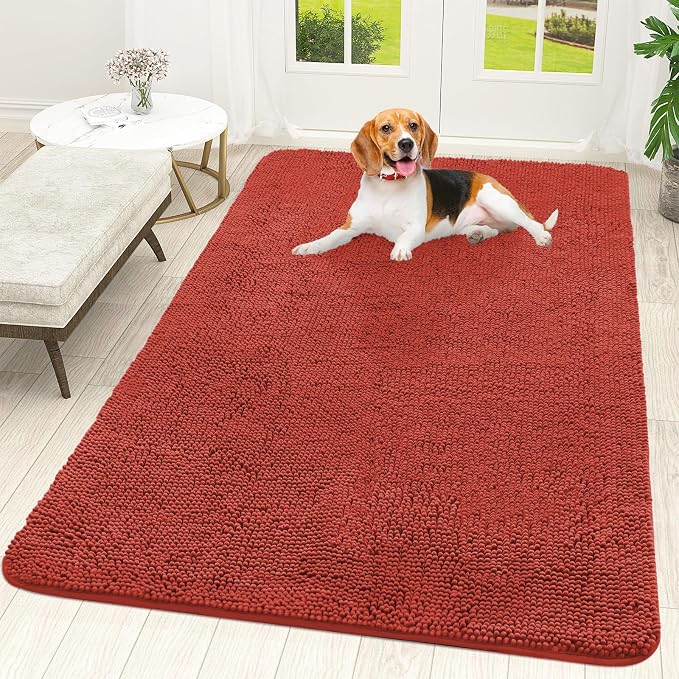 OLANLY Dog Door Mat for Muddy Paws 59x35, Absorbs Moisture and Dirt, Absorbent