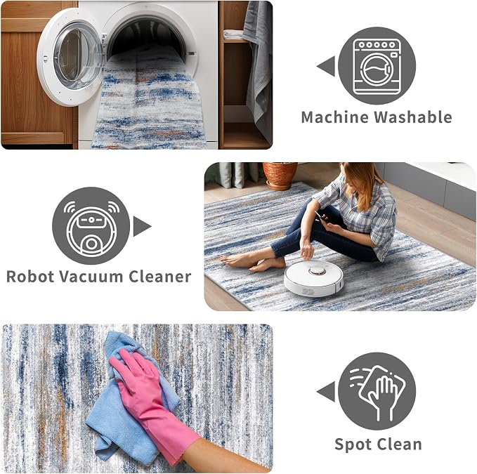 3x9 Washable Runner Rug for Family: Easy-to-Clean Runners for Hallway Entryway