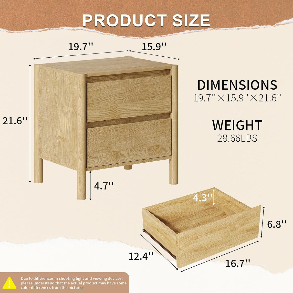 63in Oak 9 Drawer Dresser & 2 Nightstand Set, 3 Pcs Bedroom Furniture