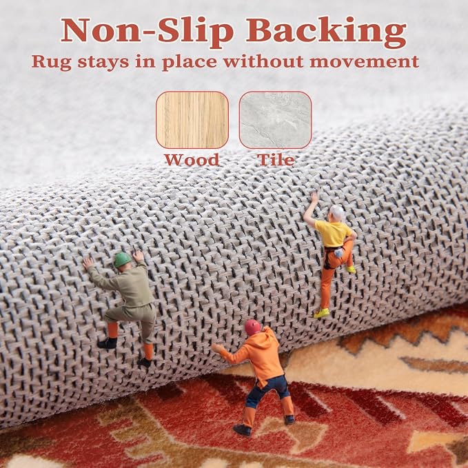 SERISSA Washable Rugs 8x10 Area Rugs, Large Non-Slip Boho Living Room Rug