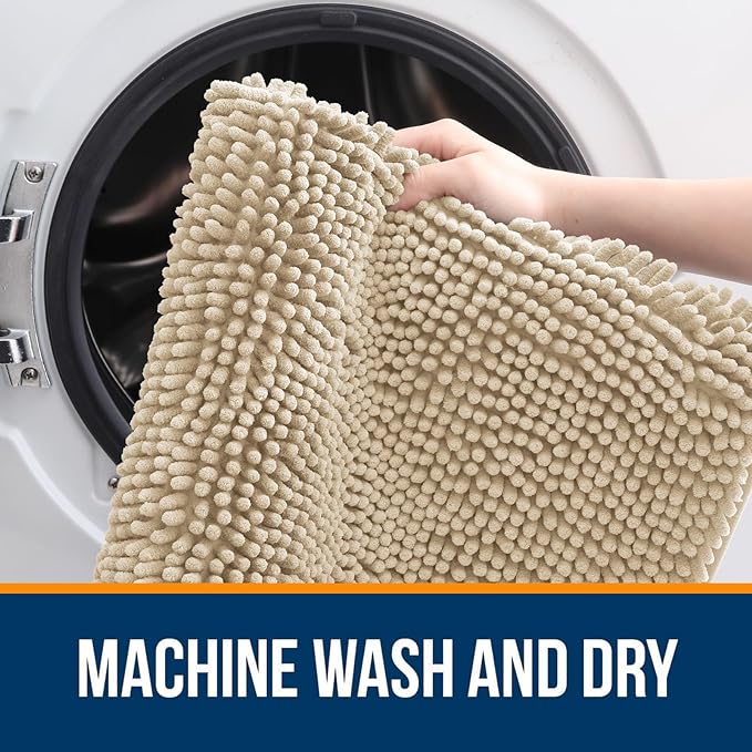 OLANLY Bathroom Rugs 30x20, Extra Soft Absorbent Chenille Bath Rugs, Rubber