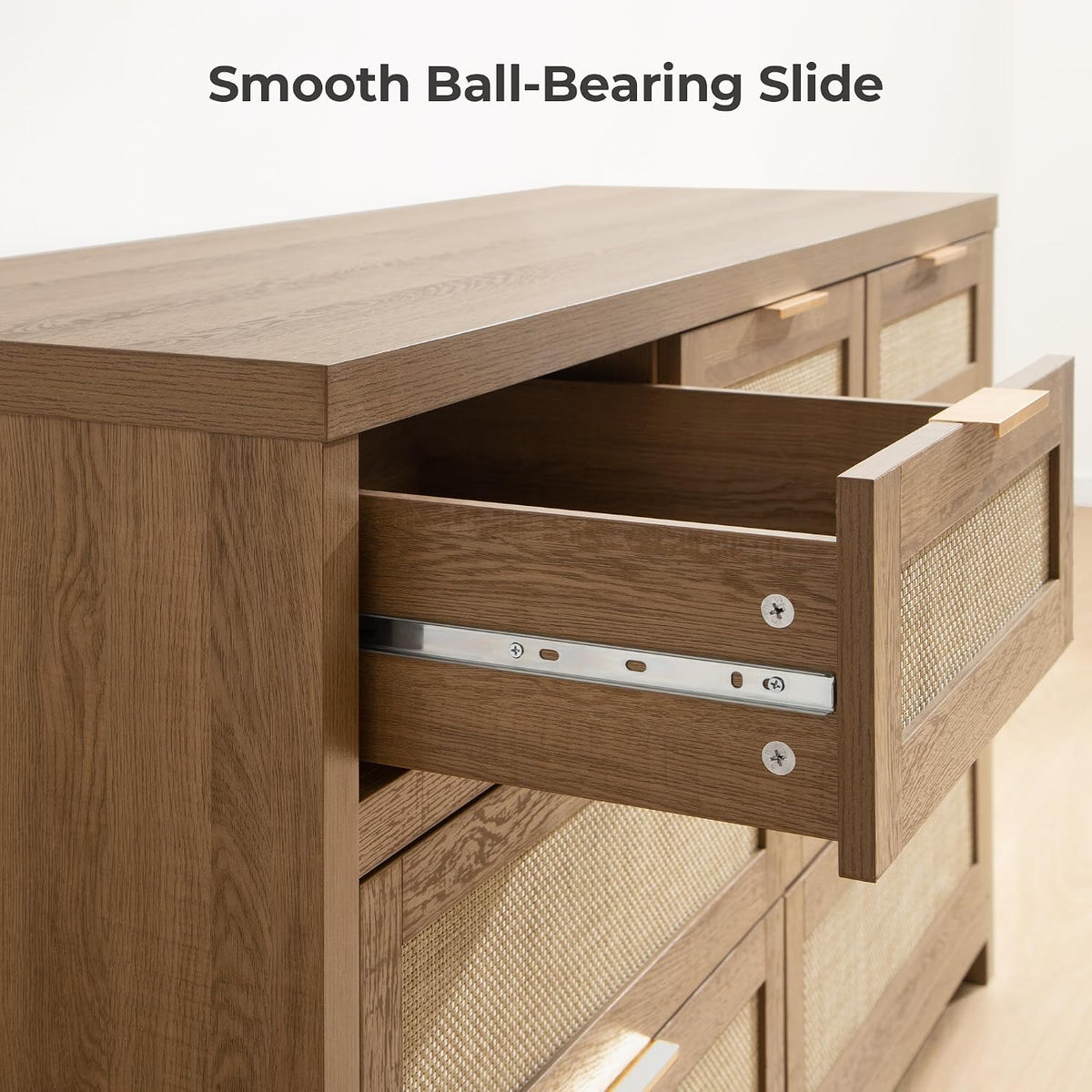 SICOTAS 7 Drawer Rattan Dresser for Bedroom, 57" Wide Dresser