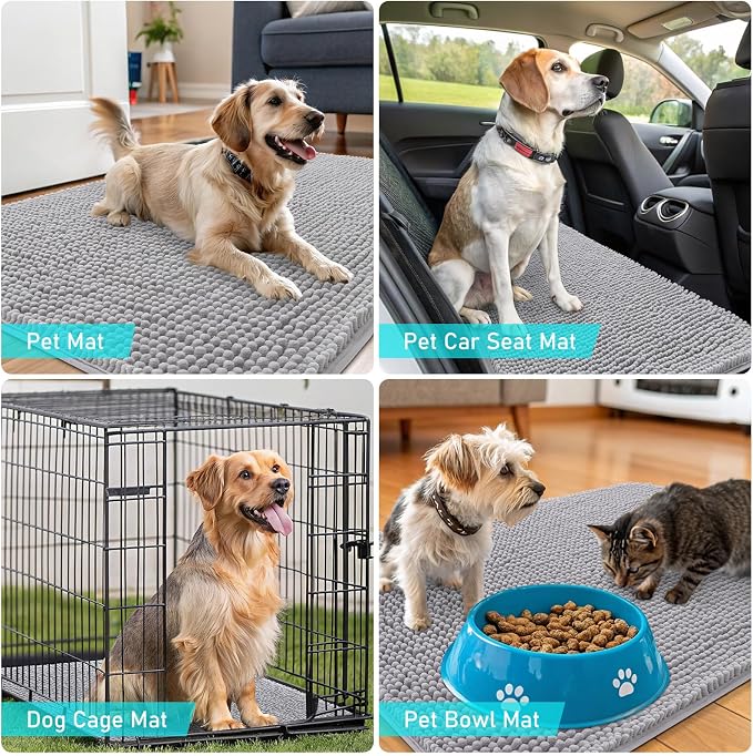 OLANLY Dog Door Mat for Muddy Paws 35x24, Absorbs Moisture and Dirt, Absorbent